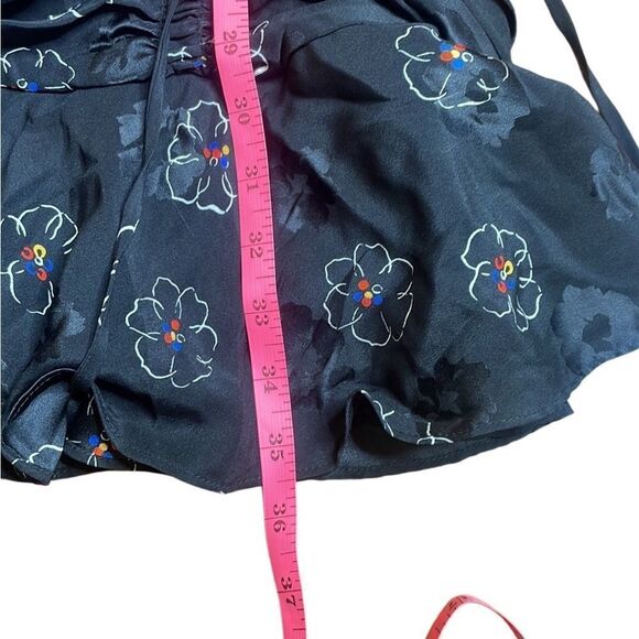 Veronica Beard Anders Dress Black Silk Stretch Floral Long Sleeve Size 4 - Picture 6 of 9